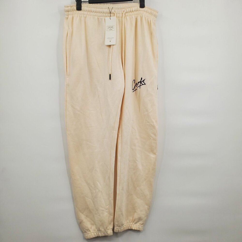 Crooks and Castles Los Angeles Jogger Sweatpants Men Size Medium NWT Cream